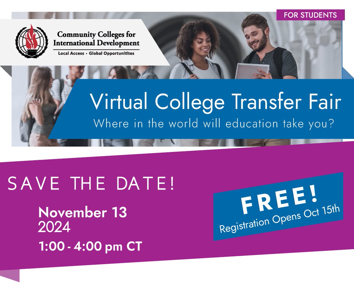 Virtual Fair for community college students who plan to transfer to a 4-yr institution to pursue a bachelor’s degree! Universities will host virtual booths to chat about programs, scholarships, financial aid and transfer process.
🌎This Fair is open to ALL US and intl students!