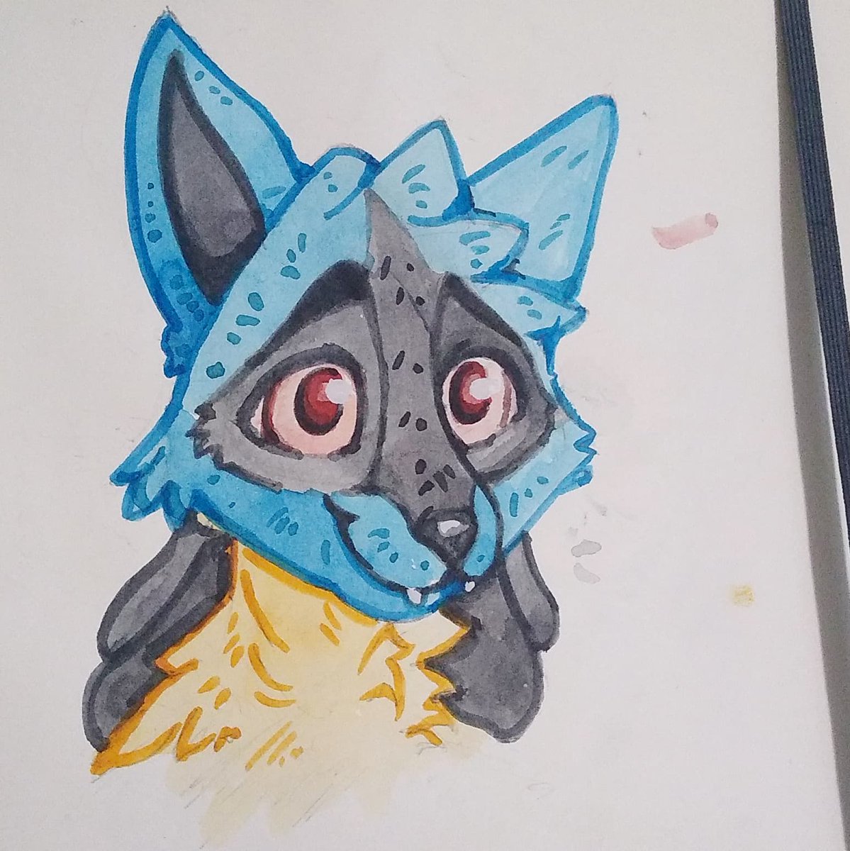 Now that I have watercolors again I can start painting some of my pencil sketches. Hope you like this lil guy. #furryartist #furryartwork