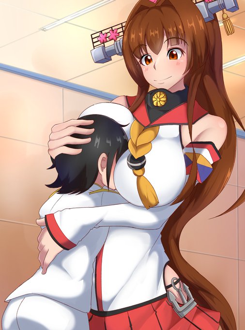 pixivでのリクエストありがとうございました‼
艦これのショタ提督を抱きしめる大和です‼ 