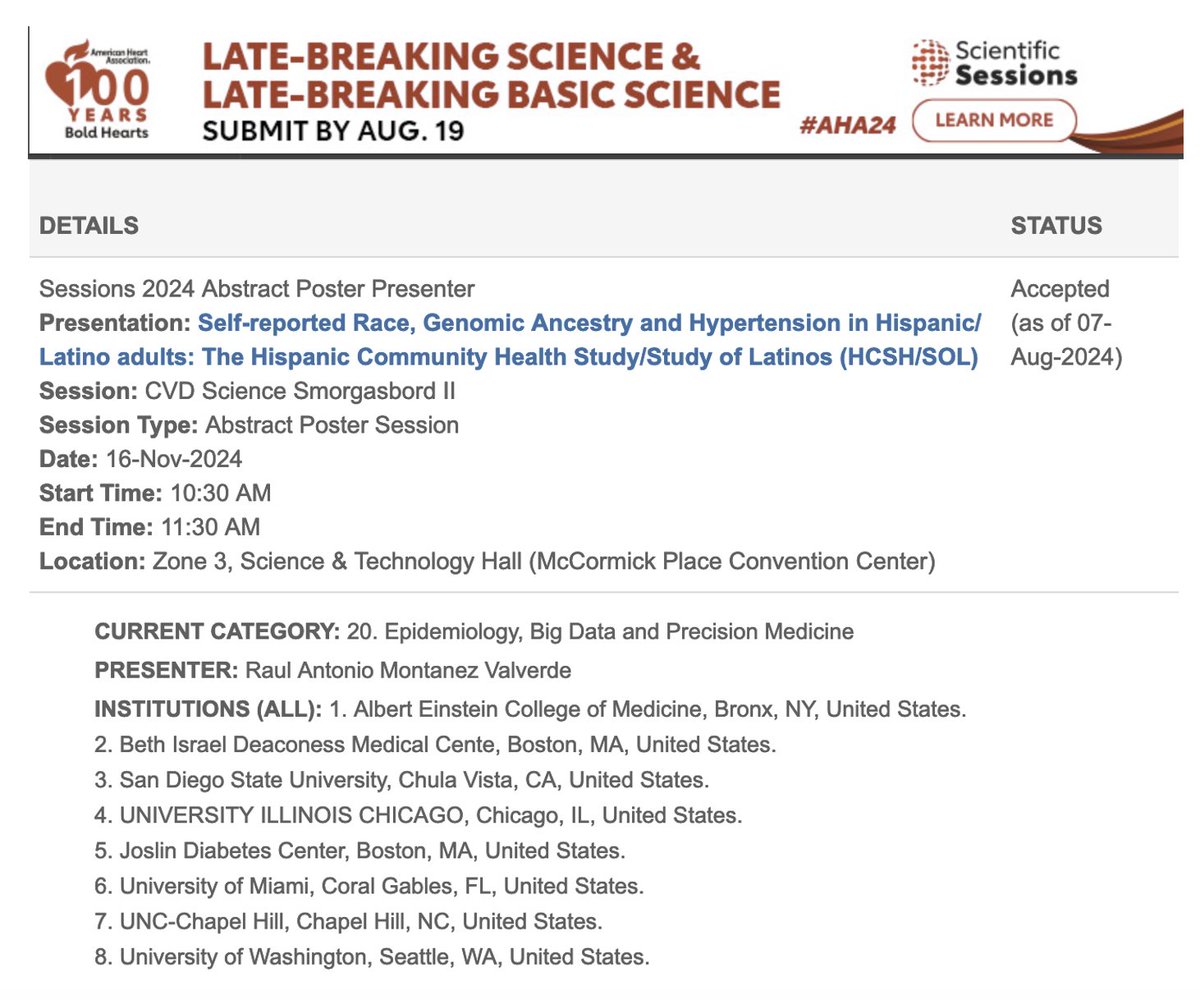 Raul Montanez-Valverde, MD, MS(c) (@raulmontanezmd) on Twitter photo Excited to share our work at #AHA24 <a href="/AHAMeetings/">AHAMeetings</a> <a href="/AHAScience/">AHA Science</a>. Strong work from Dr. Carlos Rodriguez's team (Vivian, Priscilla, Yawen) <a href="/EinsteinMed/">Albert Einstein College of Medicine - Official</a> <a href="/MonteHeart/">Montefiore Heart</a> Excited to share our work at #AHA24 <a href="/AHAMeetings/">AHAMeetings</a> <a href="/AHAScience/">AHA Science</a>. Strong work from Dr. Carlos Rodriguez's team (Vivian, Priscilla, Yawen) <a href="/EinsteinMed/">Albert Einstein College of Medicine - Official</a> <a href="/MonteHeart/">Montefiore Heart</a>