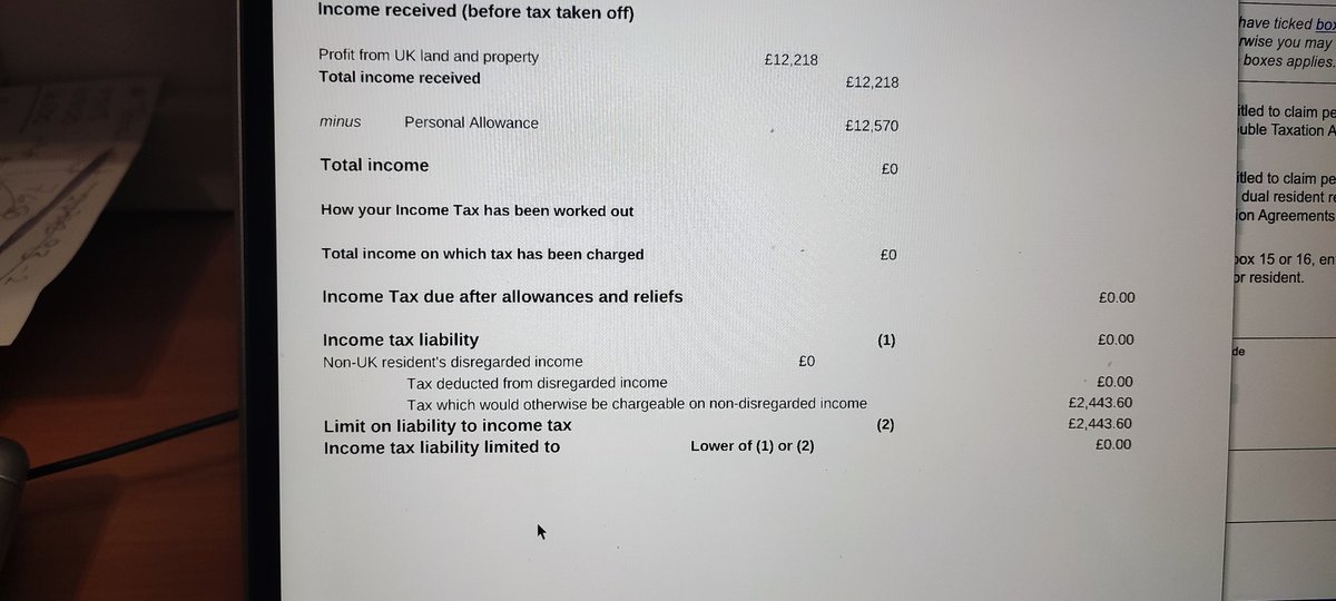 KayWorldFreedom's tweet photo. @HMRCcustomers hi can you tell me if I have any income tax to pay as I do not understand the nber (1) and (2) at the bottom https://t.co/W0taaRsMbT