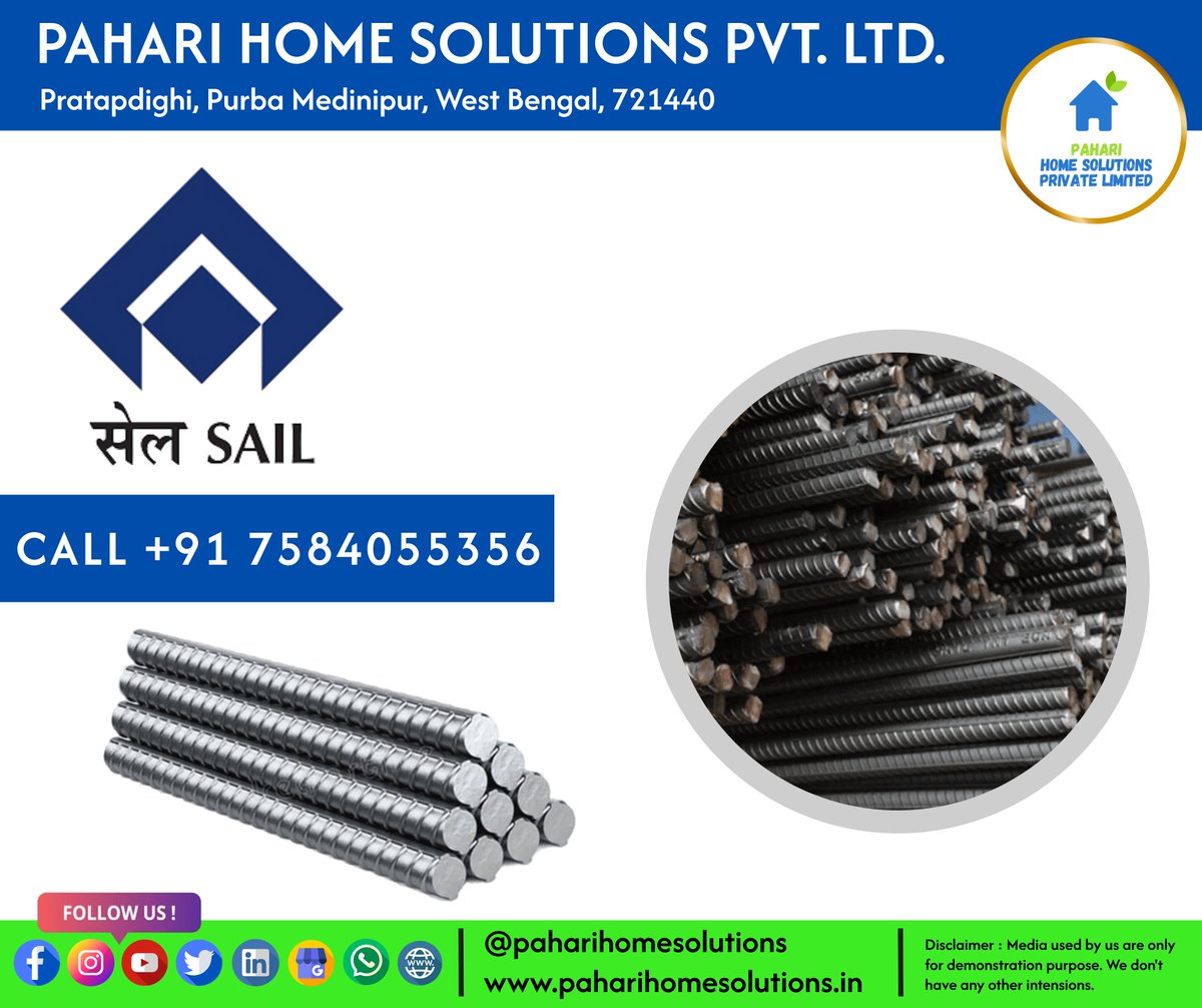 paharihome's tweet photo. Build Your Dreams with SAIL TMT from Pahari Home Solutions!
When it comes to constructing durable and resilient structures, choosing the right materials is crucial. At #PHSPL, we are proud to offer SAIL TMT - the hallmark of strength and reliability in the construction industry. https://t.co/61ZzyMoc31