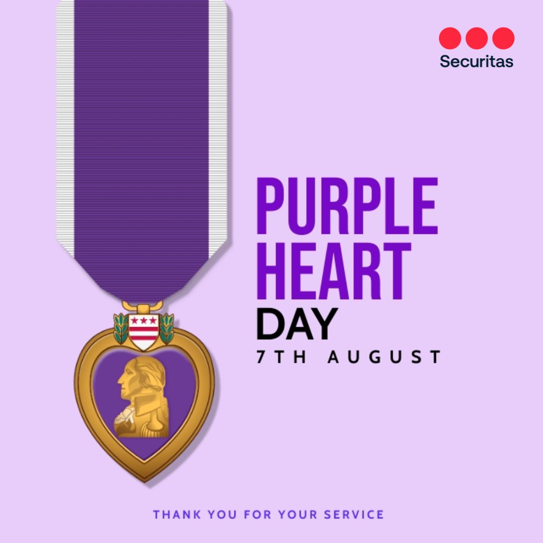 Securitas_CFL's tweet image. Celebrated annually on August 7, National Purple Heart Day acknowledges the nearly two million brave men and women who fought for our nation's freedom and bear the scars of war.

Thank you.
@SecuritasUSA @Securitas_CFL