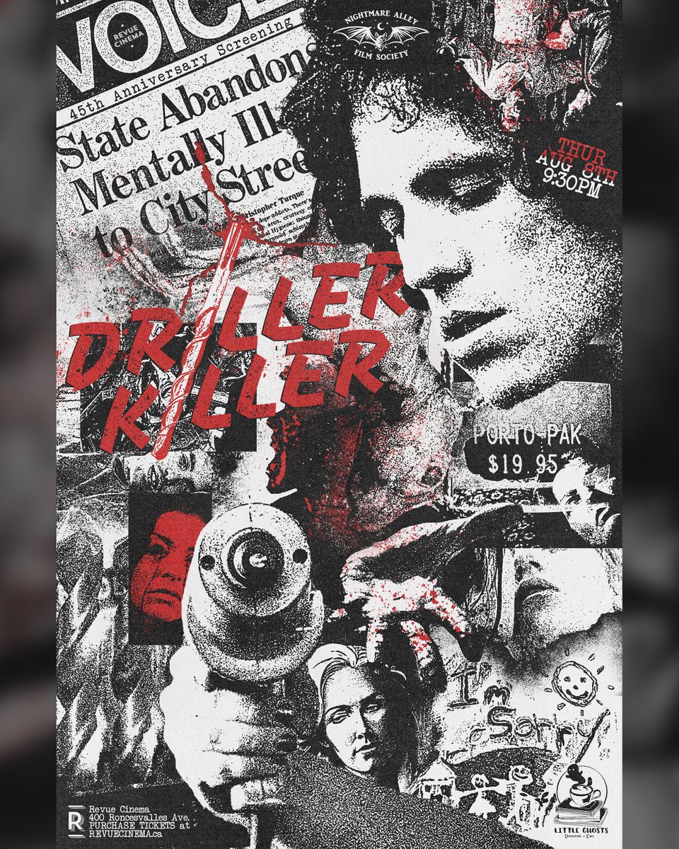 TOMORROW! Don't miss Abel Ferrara's (MS. 45, KING OF NEW YORK) first non Adult  film, starring Abel Ferrara, down &amp; dirty in the Union Square of 1979.
THE DRILLER KILLER - Aug 8th - 9:30pm - <a href="/RevueCinema/">Revue Cinema</a> 🎟️bit.ly/NAdriller🎟️50% sold out!
Killer poster by <a href="/blackbeltcinema/">Brandon Lim</a>