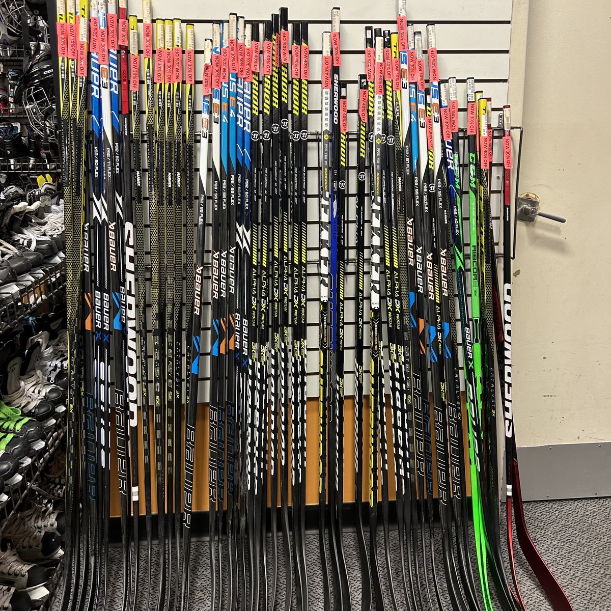 Hockey stick sale! Select hockey sticks are up to 40% off! Call or come by for more information. #PlayItAgainSports #Milton #Hockey #Sale