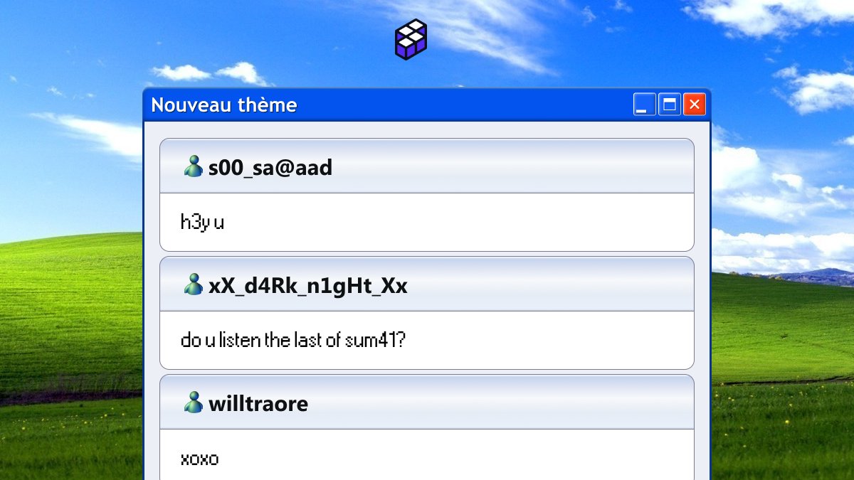 Le nouveau thème Streali, MSN, vient de sortir. 👥

On a même intégré la fonction Wizz, pour ton plus grand plaisir, on sait, on sait.

MSN est dispo ici : streali.com/chats/xp