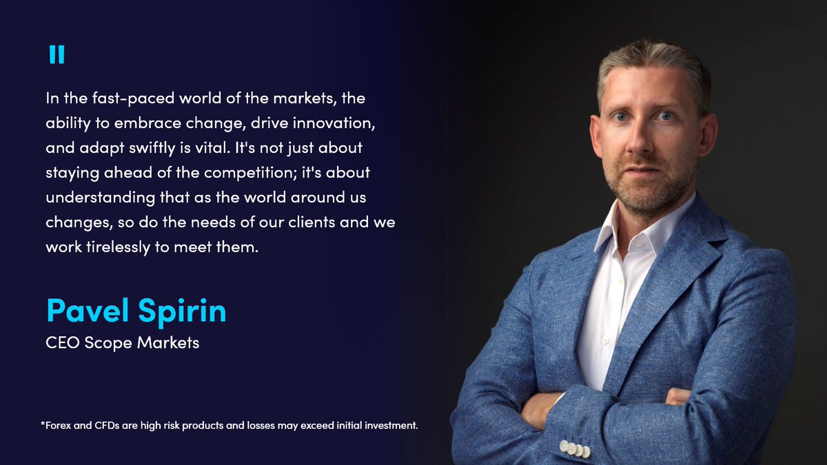 Scope_Markets's tweet photo. We're always aiming to go bigger and better - and we'll soon show proof of that!
In the meantime, here are a few words from our Scope Markets CEO, Pavel Spirin, about the importance of change and innovation as we gear up for the big reveal.
#ScopeMarkets | #ComingSoon https://t.co/Lug49Mla4V