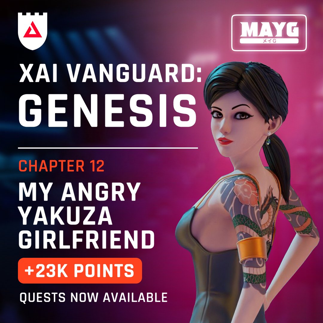 XAI 🎮⛓️ (@xai_games) on Twitter photo Get ready to fight for love, become the biggest Yakuza boss, and join the Pre-Launch Beta Playtest of one of the most innovative games on Xai.
Chapter 12 is dedicated to <a href="/MAYGnft/">MAYG - My Angry Yakuza Girlfriend</a> , we'll be dropping new quests every week. (1/2) Get ready to fight for love, become the biggest Yakuza boss, and join the Pre-Launch Beta Playtest of one of the most innovative games on Xai.
Chapter 12 is dedicated to <a href="/MAYGnft/">MAYG - My Angry Yakuza Girlfriend</a> , we'll be dropping new quests every week. (1/2)