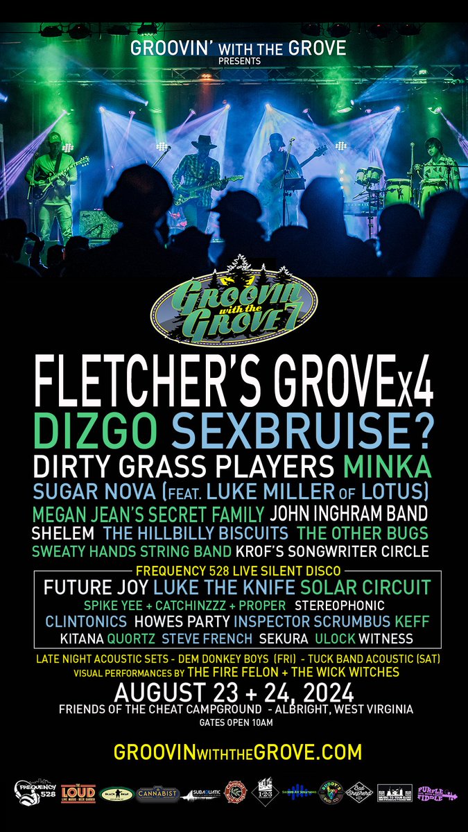 GroovinWV's tweet image. We can't wait to groove with @SugarNovaMusic featuring Luke Miller of Lotus. Luke will also be performing a Luke the Knife DJ set. 
#GroovinWV #SugarNova #ElectroPop #ChillWave #Disco #Electro