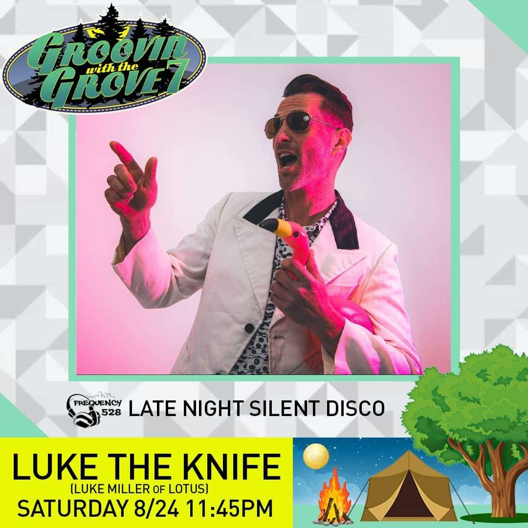 GroovinWV's tweet image. We can't wait to groove with @SugarNovaMusic featuring Luke Miller of Lotus. Luke will also be performing a Luke the Knife DJ set. 
#GroovinWV #SugarNova #ElectroPop #ChillWave #Disco #Electro