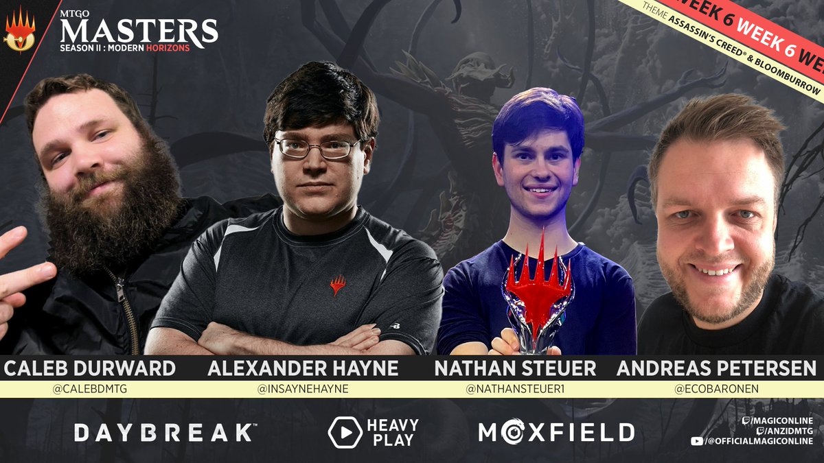 MagicOnline's tweet image. With MH3 thoroughly explored, ACR &amp;amp; BLB debut today on #MTGOMasters!

Live:
twitch.tv/magiconline
twitch.tv/anzidmtg

🔸 Hosts
🔹 @TheWillHallExp
🔹 @anzidmtg

🔸 Pod 6
🔹 @Nathansteuer1
🔹 @InsayneHayne
🔹 @ecobaronen
🔹 @CalebDMTG

Sponsors: @HeavyPlayLLC, @moxfieldmtg