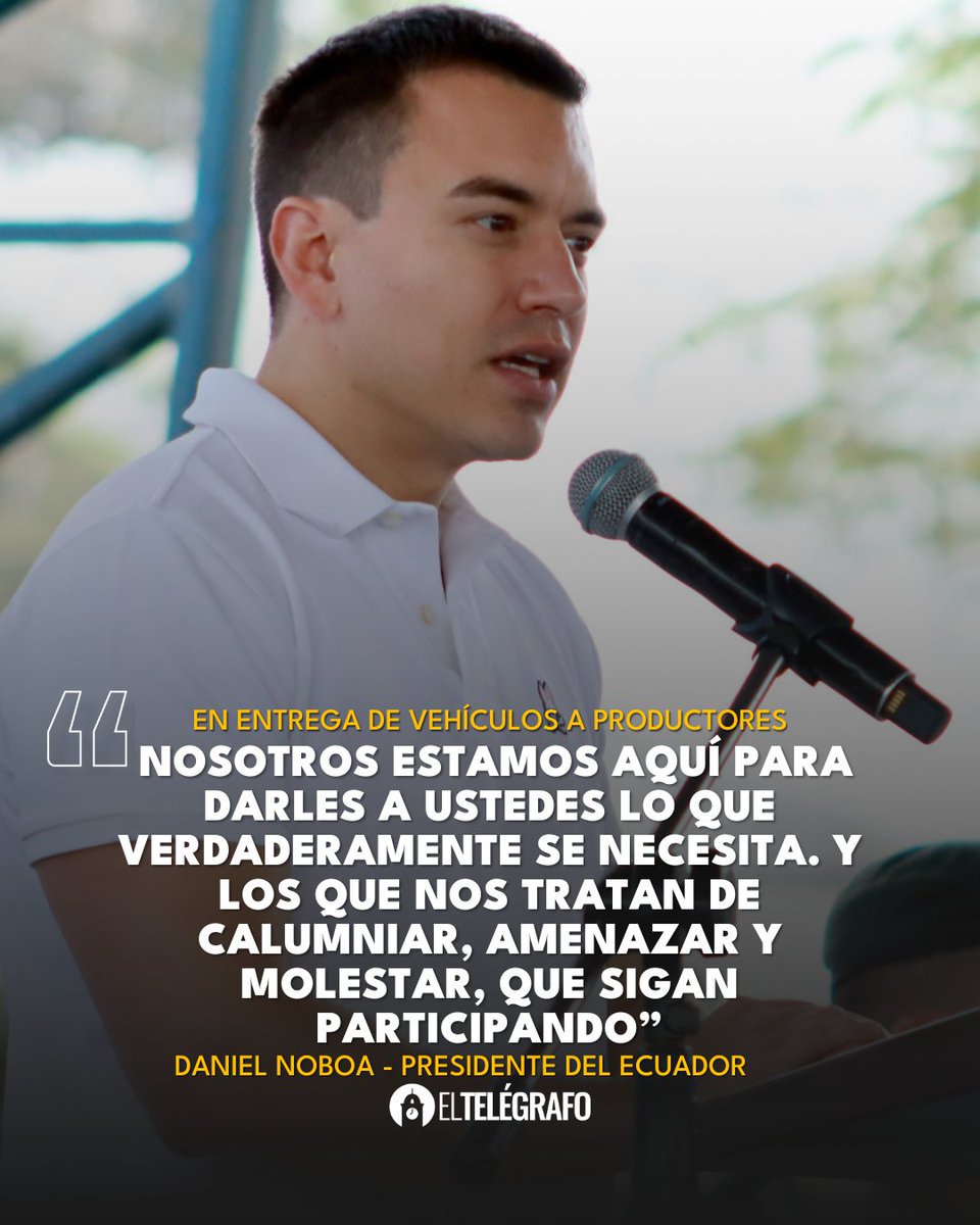 #Política I Presidente Daniel Noboa entregó 396 vehículosy 200 títulos de propiedad a pequeños y medianos productores de Cotopaxi. #LéaloEnET is.gd/UNdDOf