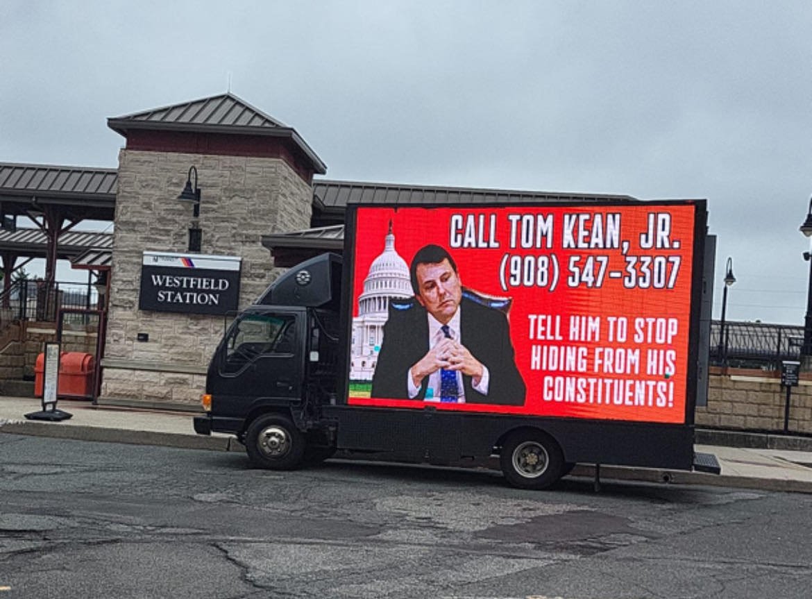 NJWFP's tweet photo. Quick stops at Target, Walmart, buzzing through some busy downtowns -- then a whistle-stop tour of local train stations. Rep. Tom Kean may not know his way around the places where regular constituents hang out in CD-7, but we do! #OneTermTom https://t.co/zfKTLm0VQm