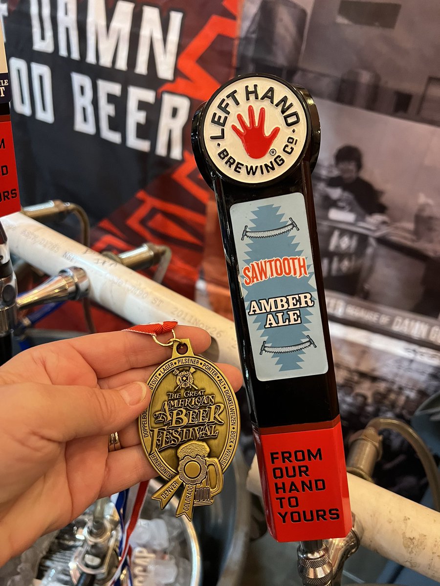 LeftHandBrewing's tweet photo. Congrats to Longmont’s @vallman123 for winning gold in the Olympics Discus!🥇Let’s celebrate with $5 pints of our gold-medal winning Sawtooth Amber Ale today through Friday in the Tasting Room! 🙌🏼 https://t.co/P20V2ZPe8y