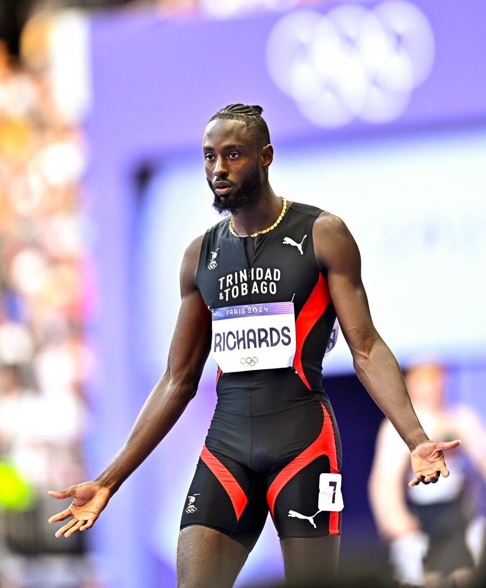 Hats off to 🇹🇹 Jereem Richards!!🎩 In his first year of fully committing to the 400m, he breaks the Trinidadian National Record at #Paris2024 to finish 4th in 43.78s! Previous record of