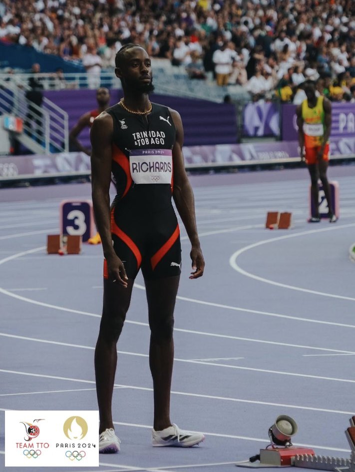 Jereem Richards just broke the National Record for Trinidad and Tobago while narrowly missing out on Bronze Medal in men’s 400m crossing the line in 43.78 seconds 🇹🇹🇹🇹🇹🇹🇹🇹🇹🇹🇹🇹🇹🇹🇹🇹🇹🇹🇹🇹🇹🇹 #TeamTTO 👏🏽👏🏽👏🏽👏🏽👏🏽👏🏽👏🏽