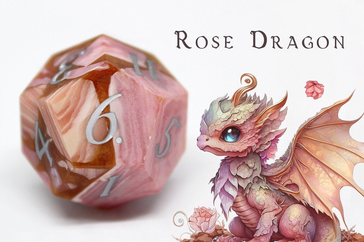 🌸 Handcrafted Gemstone Dice - Rose Dragon✨The dreamy pink look. They appear elegant but they still breathe deadly dragon fire. 😉 kck.st/3zZPzHk

#dice #dungeonsanddragons #gamingdice #d20 #wargames #dicecollections #warhammer #warhammer40k #boardgames #collectorsdice