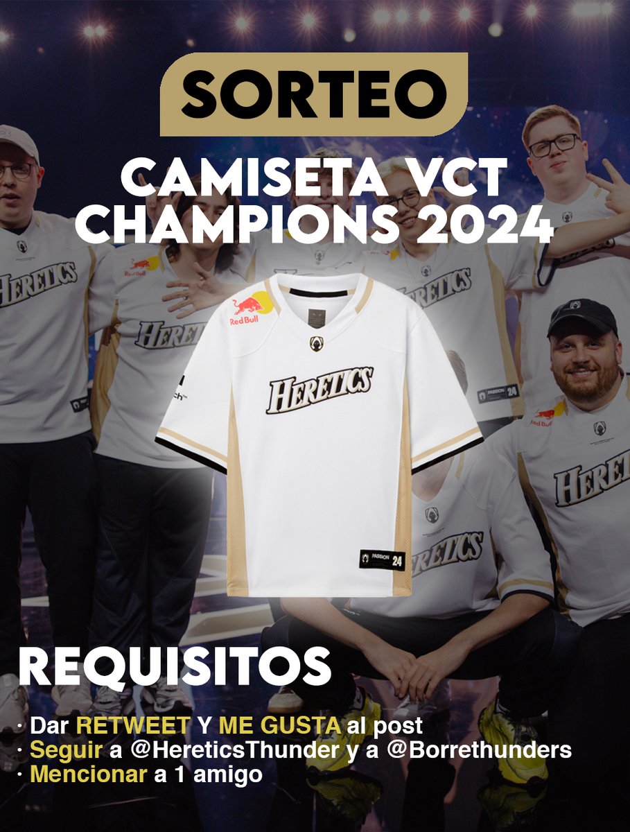 HereticsTHunder's tweet image. 🚨 SORTEO NACIONAL 🇪🇸

Aprovechando el restock de la mejor camiseta de la historia, hemos querido organizar un sorteo para todos.

REQUISITOS:
· Seguir a @HereticsTHunder y a @Borrethunders 
· Dar ❤️ y 🔁 a este post
· Mencionar a un amigo 

¡Mucha suerte a todo el mundo! 🍀