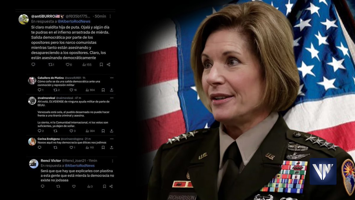 Desib73's tweet photo. ASÍ SON ELLOS CUANDO NOS LOS COMPLACEN 

Opositores destrozaron con insultos a Laura Richardson jefa del Comando Sur por rechazar invasión militar en VENEZUELA. https://t.co/ICPmiPOQgA