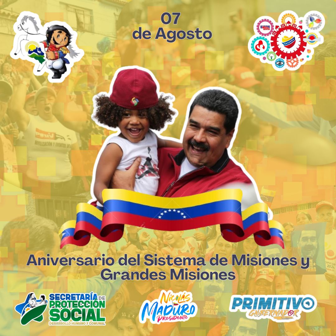 La familia Fundación El Niño Simón Portuguesa, felicita hoy a las trabajadoras (es) del Sistema Nacional de Misiones y Grandes Misiones, por la gran labor que ejecutan en favor del pueblo, cumpliendo las líneas fundamentales de protección social pautadas en el Plan de La Patria.
