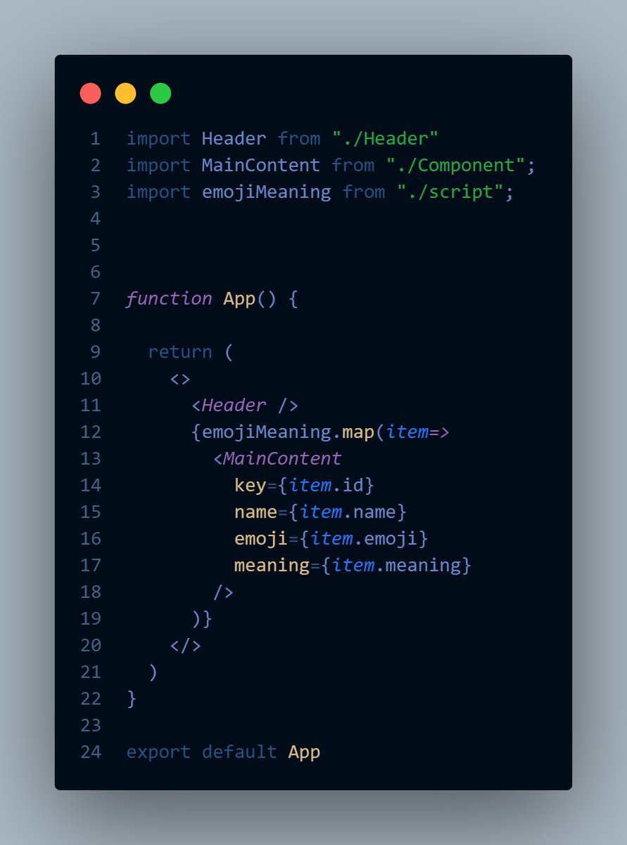mussa_chitemo's tweet image. Day 05 of #30daysOfReactJs
I learned about.
⚡ components props ( properties)
⚡ Passing props to the components 
⚡Maps () (ES6)
⚡ Using maps to pass props.