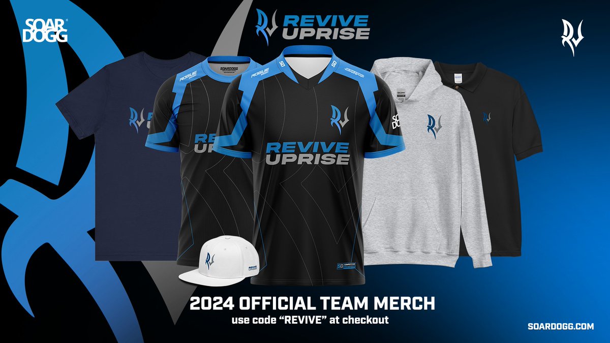 ReviveUprise's tweet photo. 🚨Store Announcement🚨

We are very excited to have teamed up with @SoarDogg and announce our new team store. We can't wait to see our players and supporters rocking our gear! Get your gear today link in bio. 

@SoarDogg | @TheRogueEnergy | @JerkyPro https://t.co/aazTAoT7sx