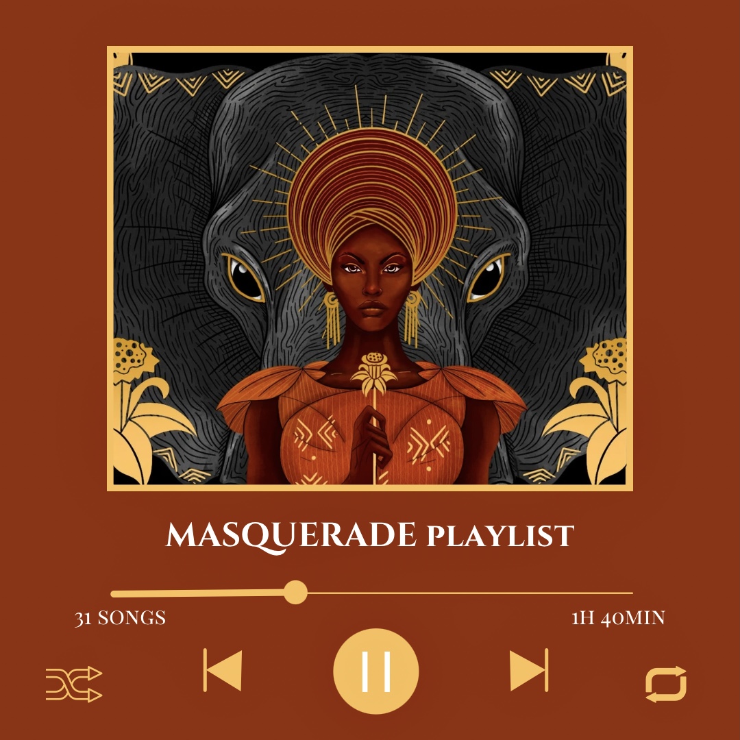 here's the official playlist for MASQUERADE! i’ve organized the songs so that they align with Òdòdó’s arc in the novel: from being happily in love, to being manically in love, to just being manic.

open.spotify.com/playlist/3wHN3…