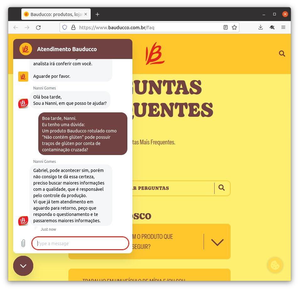 GabRF's tweet photo. Estou negativamente impressionado com a @Bauducco . 

Embalagem erroneamente rotulada com "Não contém glúten".

De acordo com a própria marca, pode haver contaminação, tornando o alimento inseguro para pessoas com a doença celíaca. https://t.co/KsvJZ7ahDR