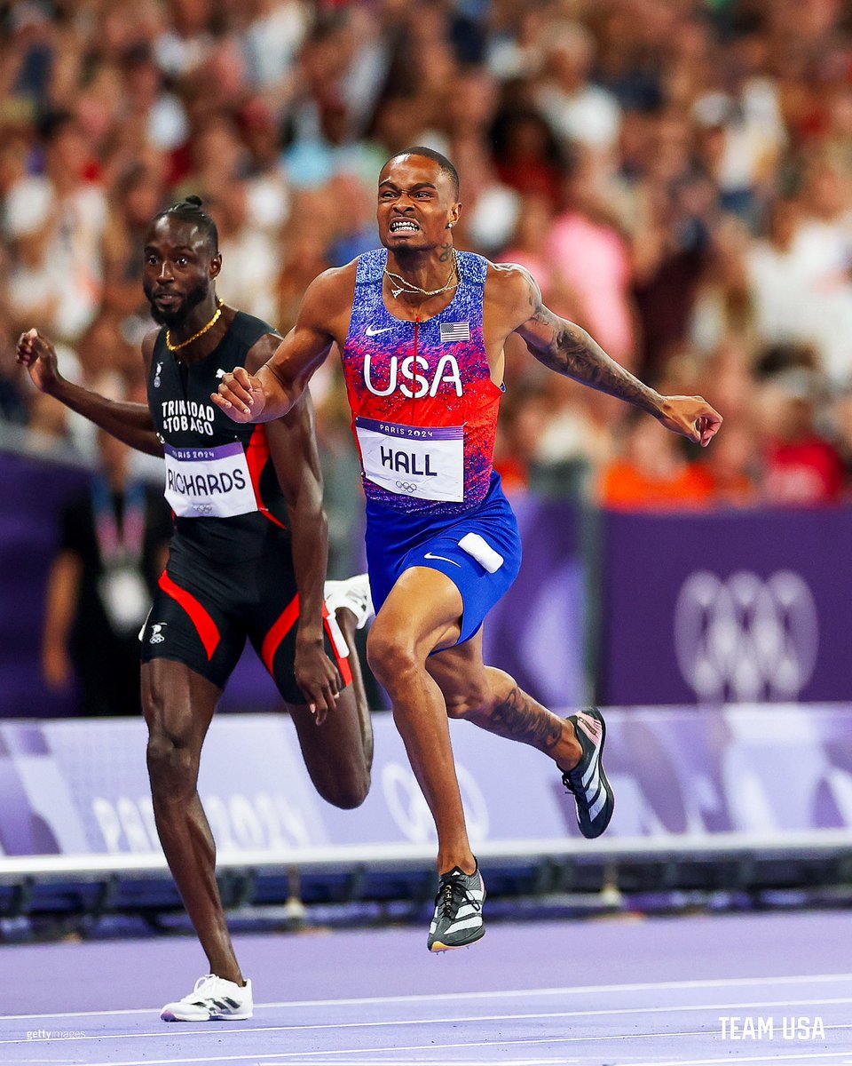 TeamUSA's tweet photo. Absolute DAWG 😤

@QuincyHall400 would not be denied 400m Olympic gold.

#ParisOlympics https://t.co/QfJC3LSvq9