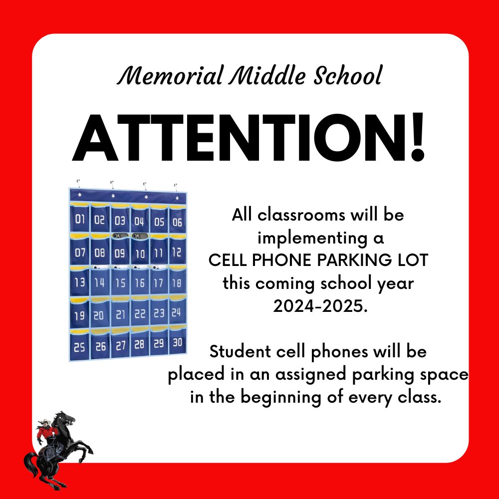 This school year, we are implementing a **Cell Phone Parking Lot** policy. All students will place their cell phones in an assigned parking space at the beginning of every class to minimize distractions and enhance the learning environment. Thank you for your support!
#WeAreMMS