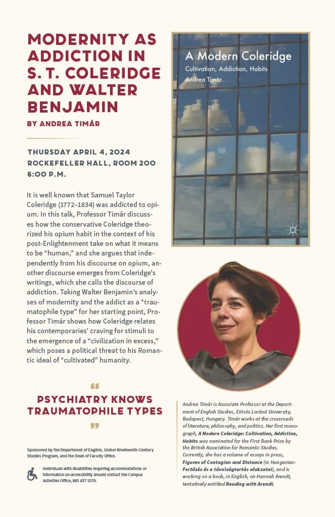 Talk on Coleridge and Benjamin at Vassar College, April 2024