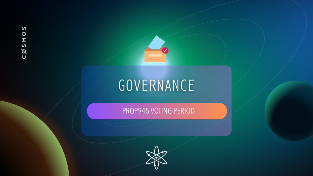 cosmoshub's tweet image. 1/ ⚛️ Cosmos Hub Gov ⚛️

The voting period is live: "Permissionless ICS"

Prop #945 is a signalling proposal to enable Permissionless ICS that will allow anyone to create an opt-in Consumer Chain, without a governance proposal 🧵