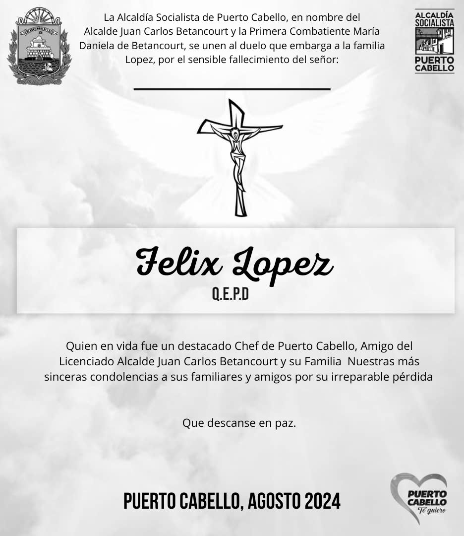 apuertocabello's tweet photo. #OBITUARIO #7agosto #QEPD https://t.co/hi6RP9rzcS
