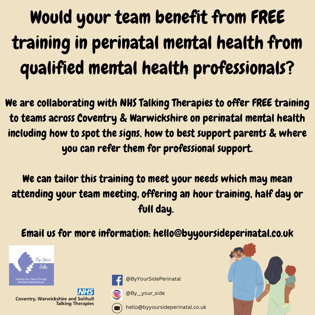 By Your Side (@byyoursideforum) on Twitter photo We are now providing services to support local professionals with <a href="/CWPTTalkTherapy/">CWPT Talking Therapies</a> referrals for parents under the perinatal priority pathway! #perinatalmentalhealth We are now providing services to support local professionals with <a href="/CWPTTalkTherapy/">CWPT Talking Therapies</a> referrals for parents under the perinatal priority pathway! #perinatalmentalhealth