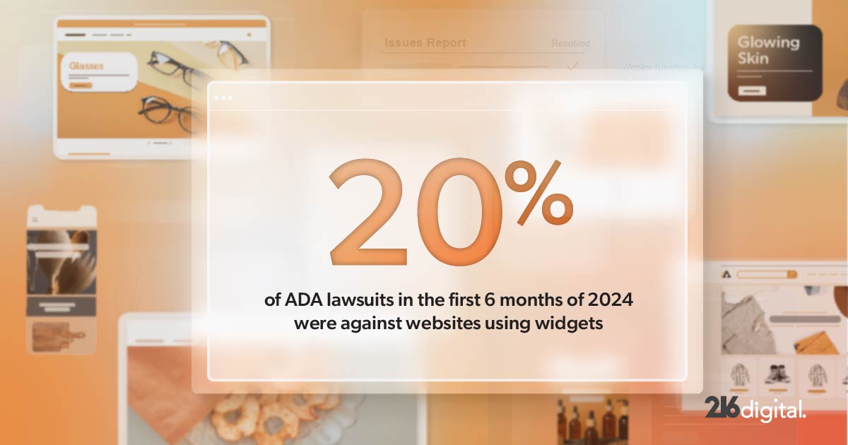 216_digital's tweet photo. Overlay widgets might seem like an easy solution, but they could actually put you in the crosshairs of predatory ADA law firms. In fact, 20% of all ADA lawsuits in the first 6 months of 2024 were against websites using widgets.

Are you willing to take the risk? https://t.co/9JHr0ZQsxP