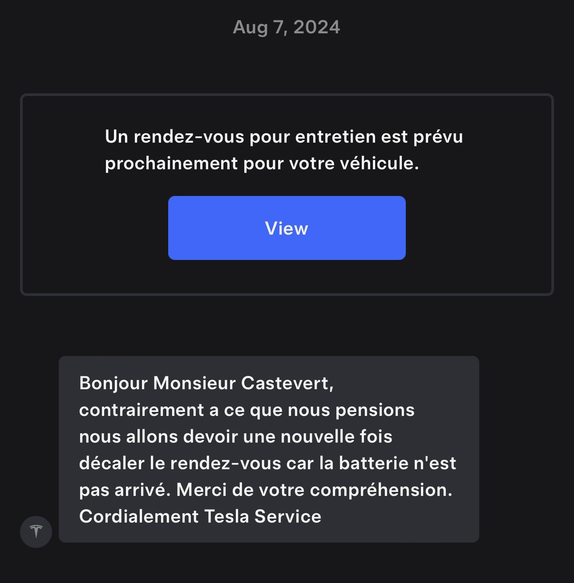 TeslaStars's tweet image. The dreaded message has arrived 😱

But the new battery 🔋 has not arrived… There isn’t even a battery flagged for my car any more… 😤

I’m leaving on vacation in Spain 🇪🇸 in two days, they won’t provide a loaner obviously, so I’m pissed 🤬

@elonmusk fix your god damn service!