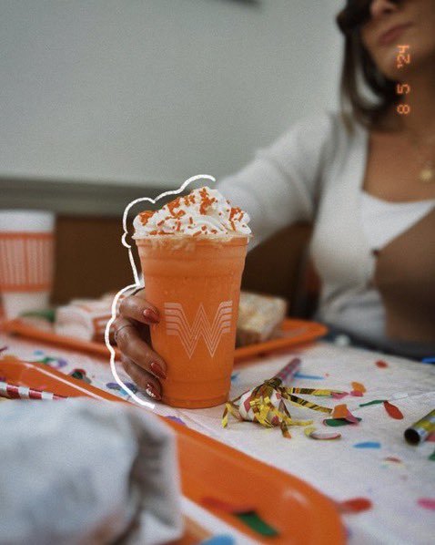 Whataburger's tweet image. FREE BIRTHDAY SHAKES TOMORROW! To celebrate our 74th birthday we are rolling out a brand new Birthday Cake flavored shake and giving them out for FREE when you redeem the offer through your Whataburger App on 8/8. 🎂