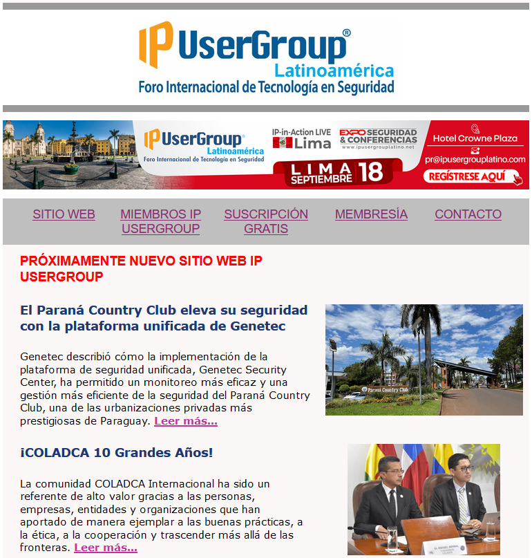 ip_usergroup's tweet photo. 📰💡 Compartimos la  edición n.° 283 de nuestro boletín informativo de la industria que contiene las más recientes noticias de nuestro selecto grupo de Miembros Corporativos, líderes de la industria de la #seguridad ➡ https://t.co/AGys9LYPl9

#IPUserGroup #seguridadelectrónica https://t.co/C4eJ66Ioik