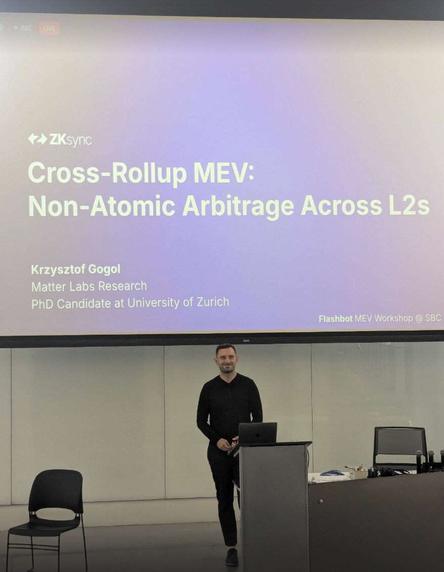krzysgogol's tweet image. 1/3 It was a pleasure to present our latest research on MEV on L2s during the #flashbots workshop in NYC, #SBC24. Major findings: 👇