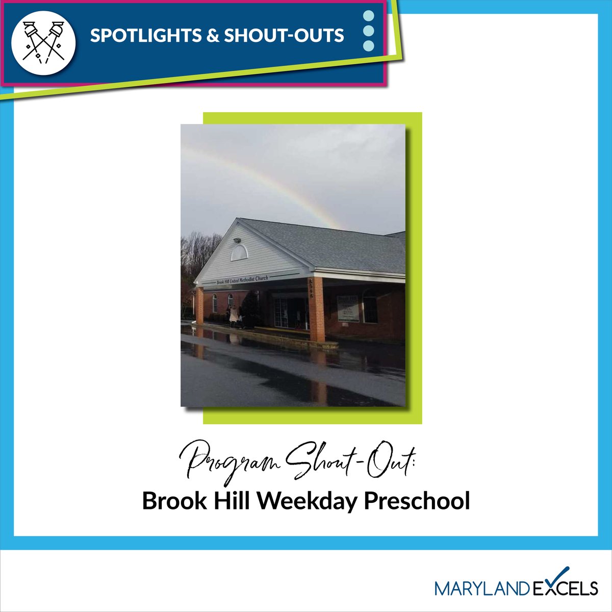QAS Petrea Hicks would like to recognize Brook Hill Weekday Preschool for their hard work in achieving a Maryland EXCELS Quality Rating 4.

Brook Hill believes that being a part of Maryland EXCELS helps them provide the best early education. 

Congratulations, Brook Hill!