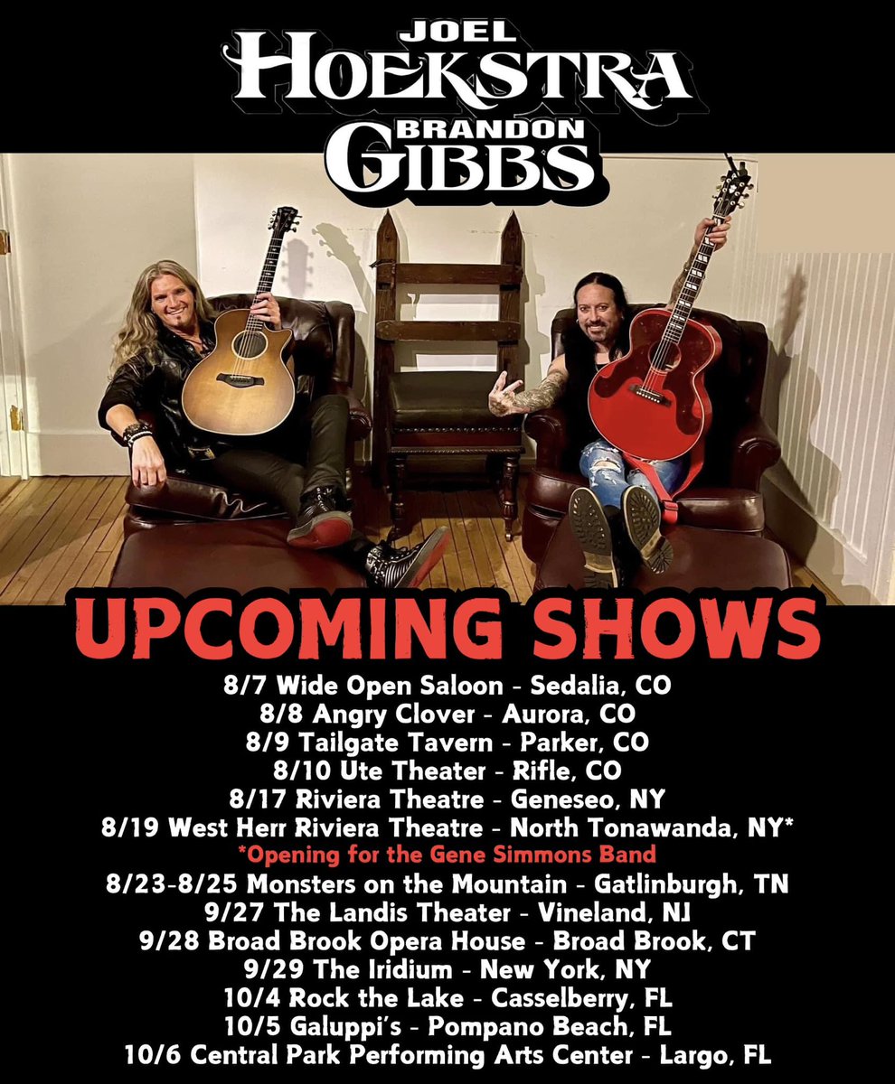 MetalTitans's tweet photo. @joelHoekstra13 @BGibbsmusic
#RETURNTOTHEUKIRELAND2024
With Very Special Guest #JoeyWit

Today: Aug 7 Sedalia, CO - Wide Open Saloon https://t.co/bepC8OF6oW