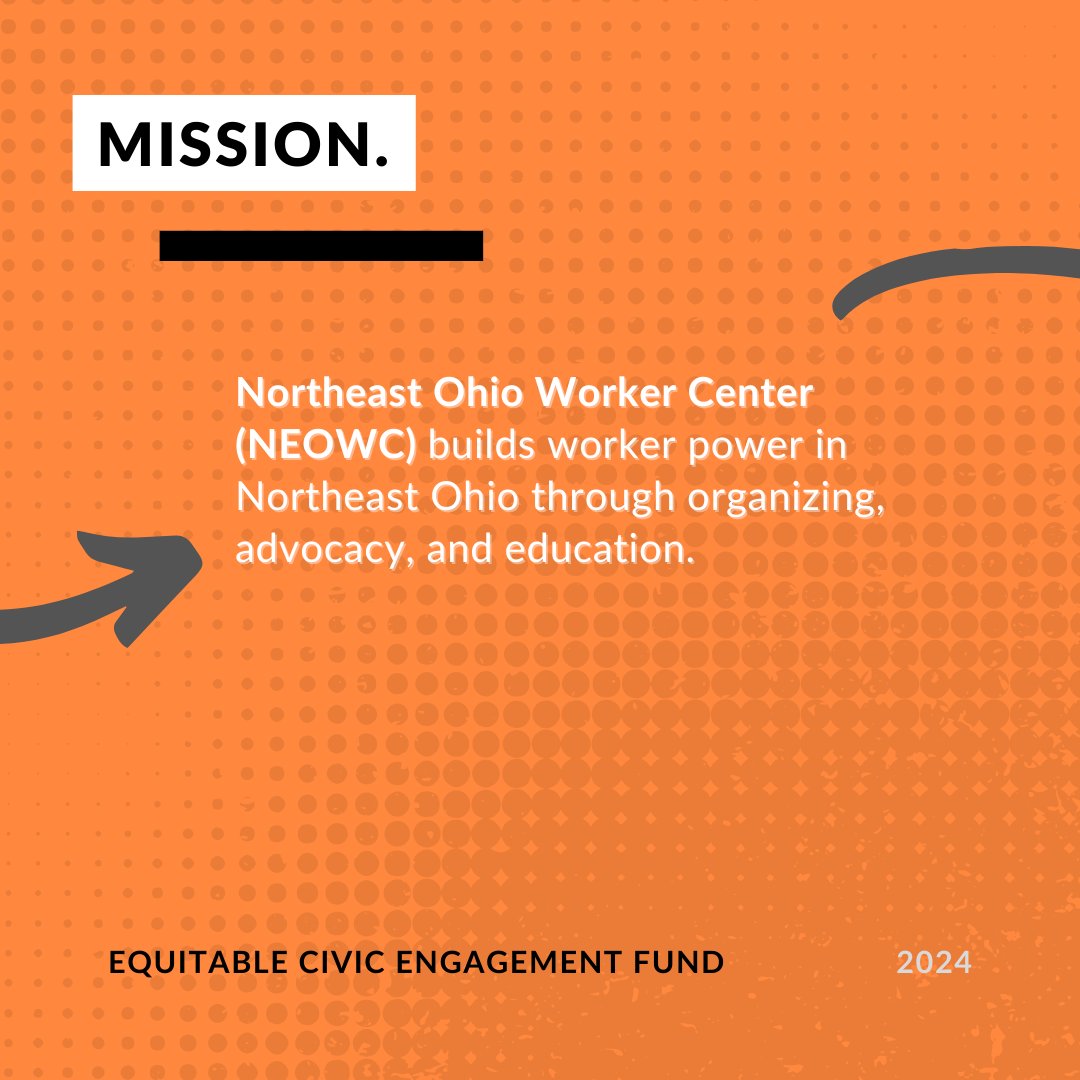 CLEVotes's tweet image. We&apos;re introducing our #ECEF Grantee 🎉

@neoworkercenter builds worker power in Northeast Ohio through organizing, advocacy, and education.

Stay tuned as we highlight our Equitable Civic Engagement Fund grantees!