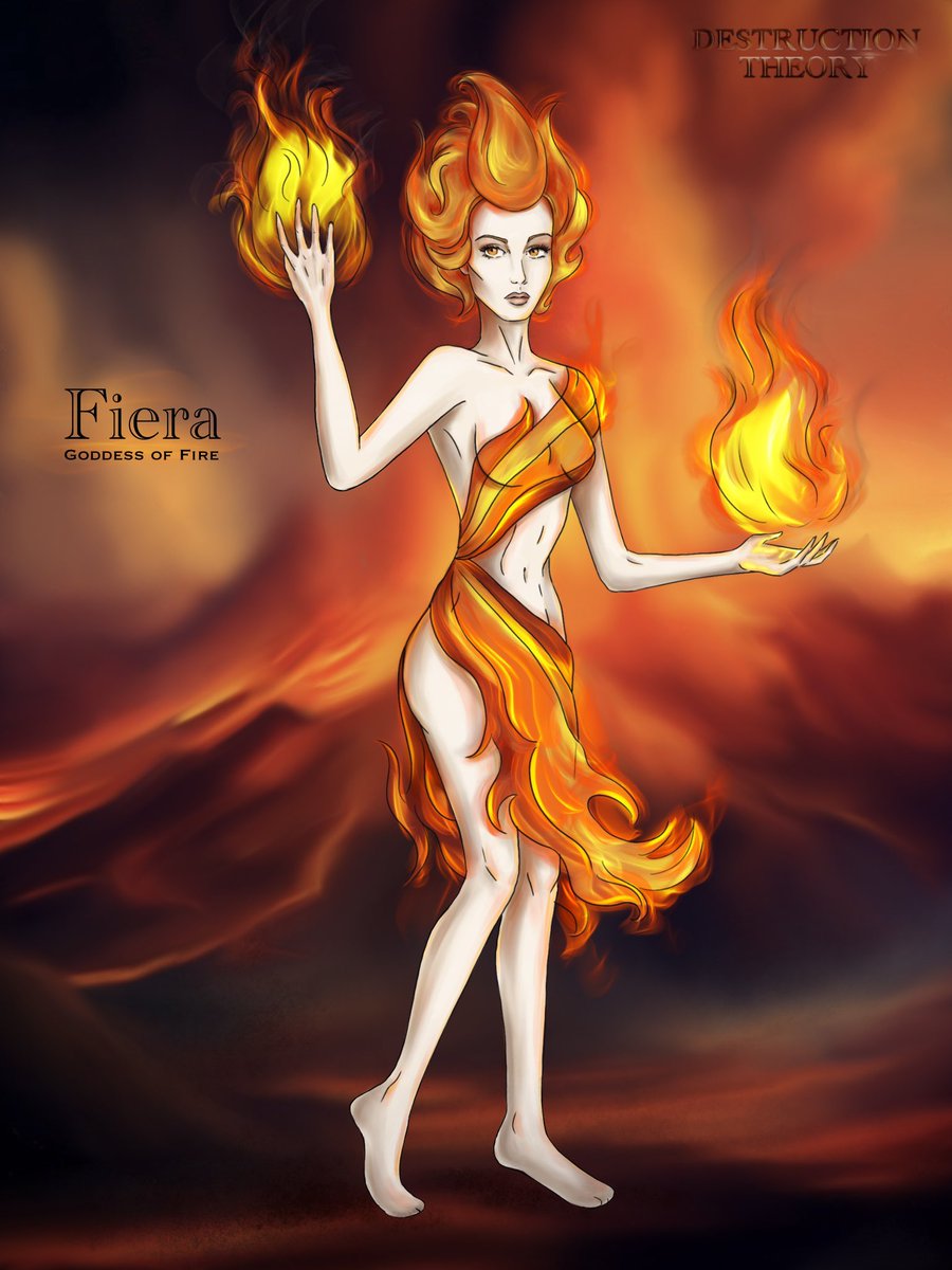 destruction_TH's tweet photo. Fiera  - Goddess of the fire element 🔥

She can be really impulsive and hot-tempered, but only in a rare cases, when she gets extremely furious. 

#destruction_theory #destructiontheory #DestructionTheoryOC #firegoddess #fireelement #goddess #fire #volcano #art #illustration https://t.co/hgoNdwCfGR