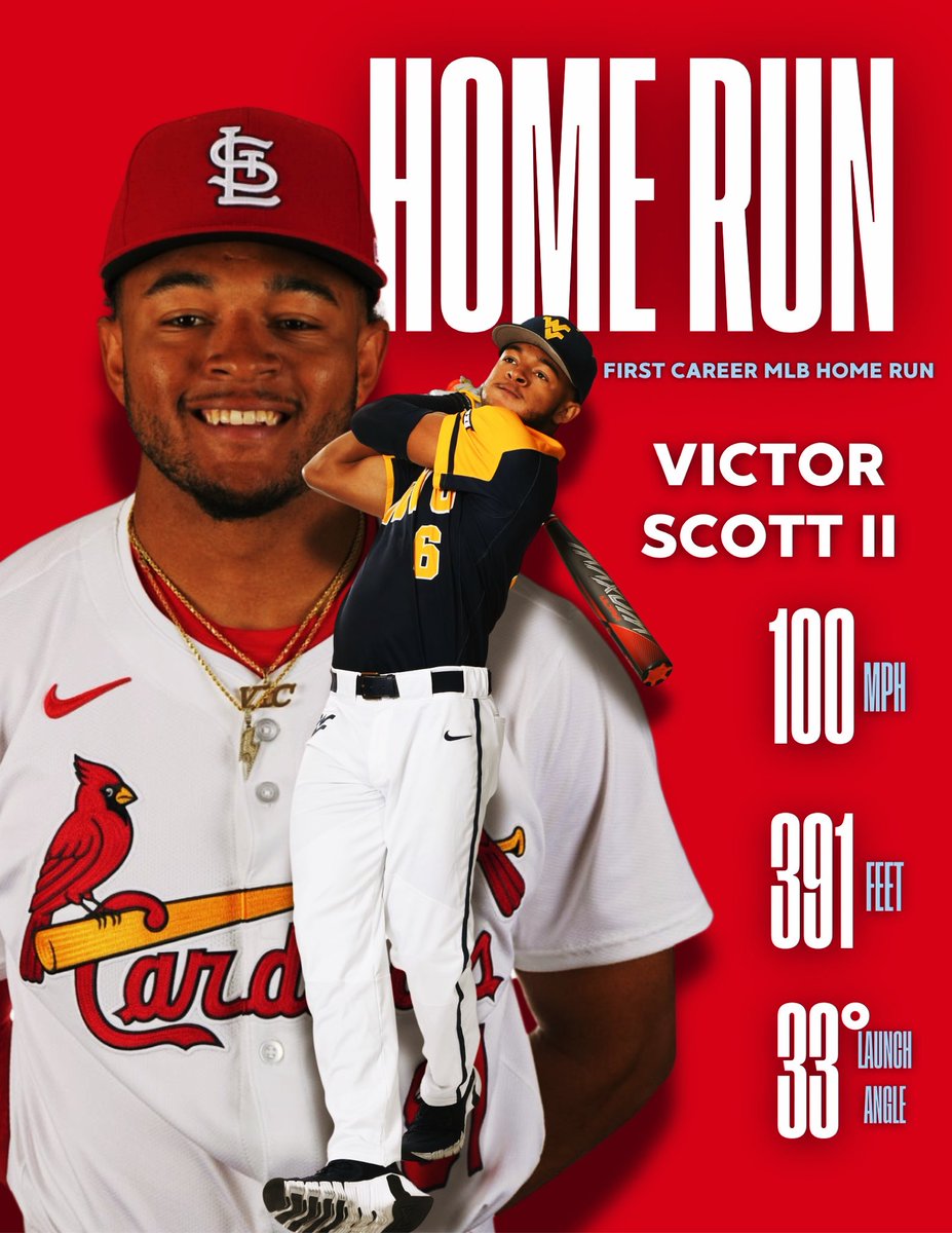Vic goes deep! Congrats to former WVU baseball player <a href="/Victor_Scott2/">Victor Scott II</a> on hitting his first career MLB home run!