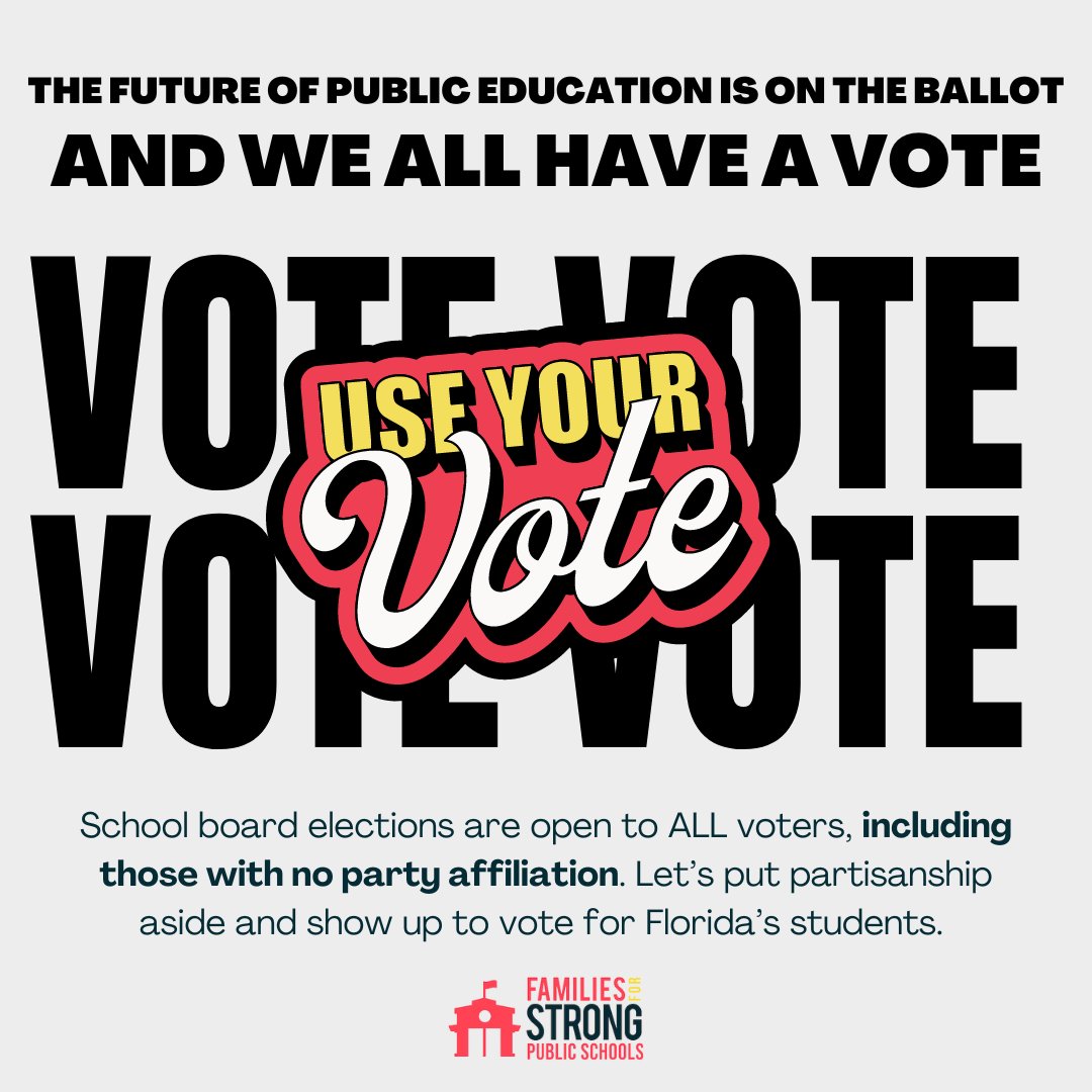 Vote by mail ballots are out and early voting has begun. Use your voice! School board elections are nonpartisan and are open to ALL registered voters. School board elections are often decided in the primary so make your plan to vote.