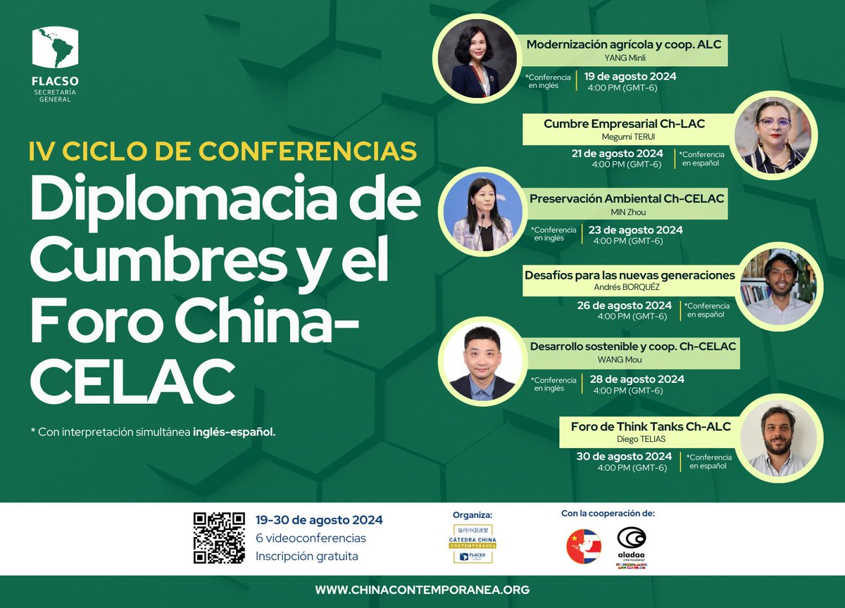 ChinaCatedra's tweet photo. 💡#ProyectoCatedraChina
La Cátedra China Contemporánea y la Asociación Latinoamericana de Estudios de Asia y África (ALADAA) invita al IV Ciclo de Conferencias: con expertos de China y América Latina

📆 Del 19 al 30 de agosto 2024
📩 Inscripción gratuita: https://t.co/Ldupd9wO2Q https://t.co/9coANpjYA9
