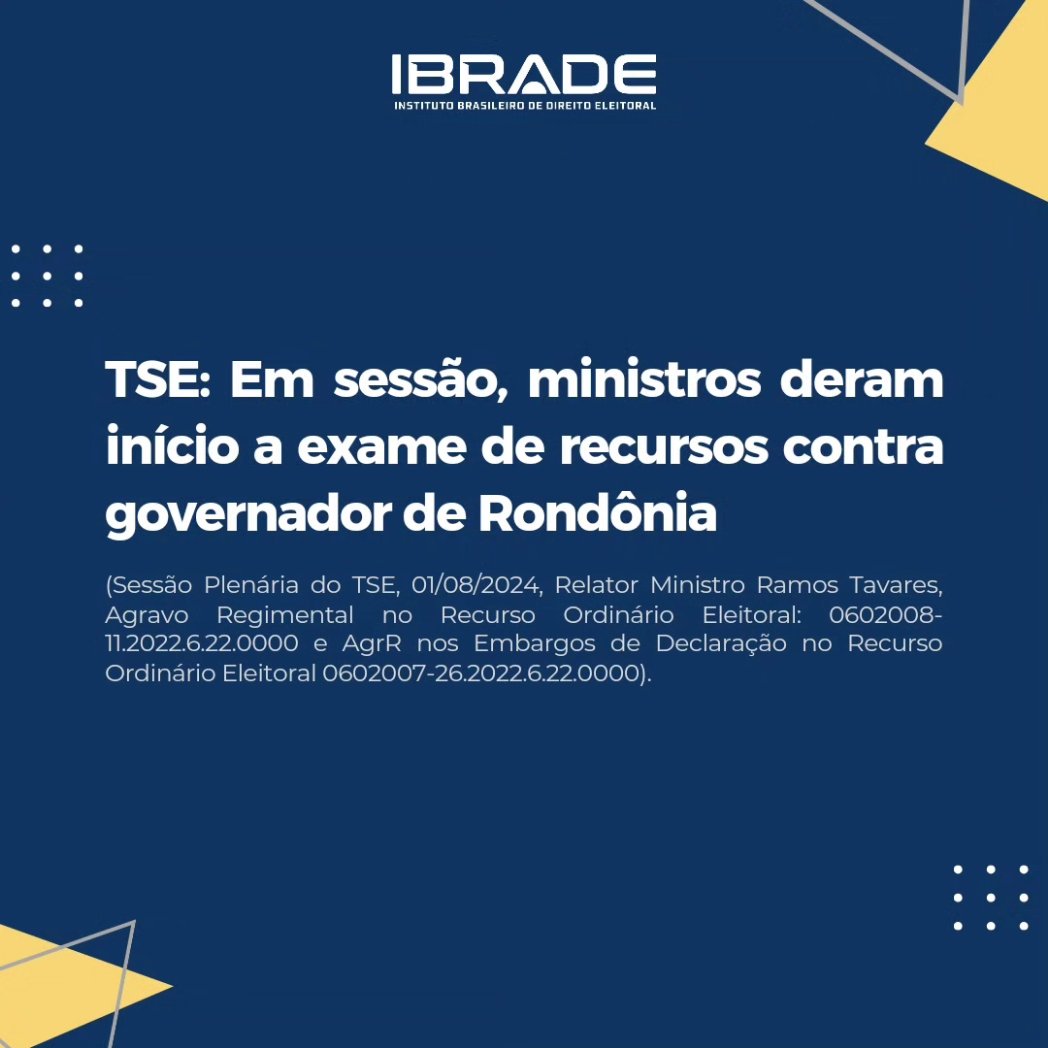 ibradeoficial's tweet photo. Os ministros do Tribunal Superior Eleitoral (TSE) deram início, na sessão do dia 01/08/2024, aos julgamentos de dois recursos contra decisões do Tribunal Regional Eleitoral de Rondônia (TRE-RO), que julgou improcedentes...

Mais informações: @ibradeoficial

Fonte: TSE Notícias https://t.co/PigcCM7xcr
