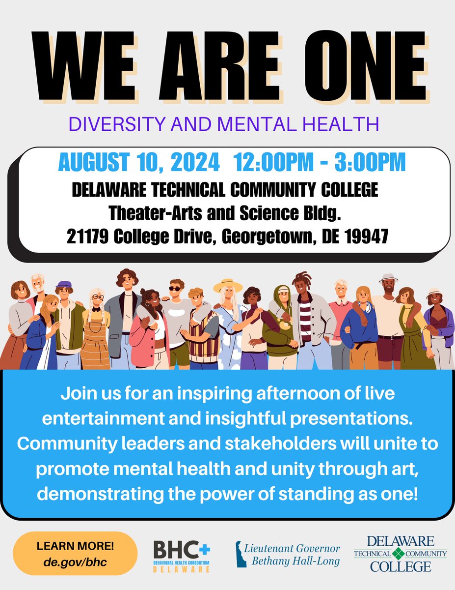 Join us this Saturday at noon for We Are One! We're excited to host an afternoon of entertainment, presentations, speakers, and more! Through fellowship and art, we aim to uplift diversity and mental health. This is an event you won’t want to miss!  #mentalhealth  #debhc