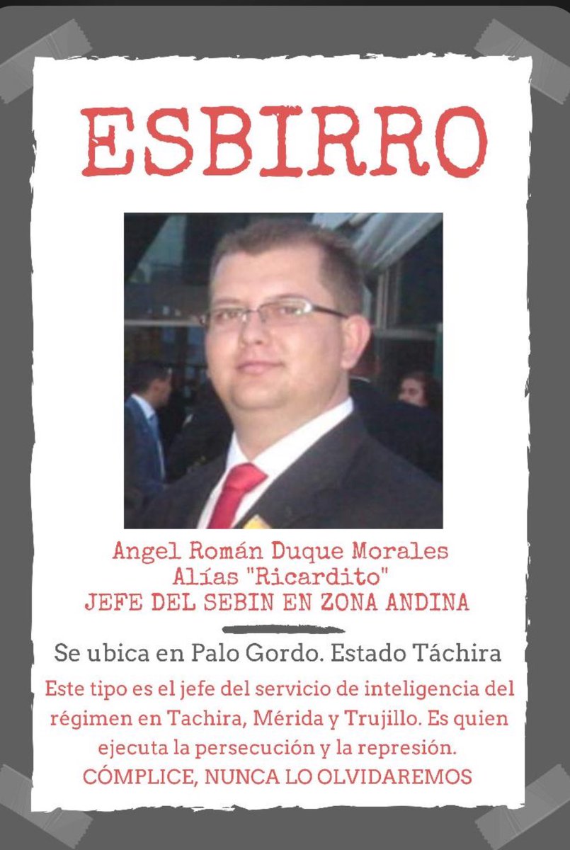 JoseAGraterol's tweet photo. Este es el verdugo del pueblo en Los Andes venezolanos, el que persigue al pueblo y cumple las órdenes inconstitucionales del golpista y autoproclamado Maduro. 
Venezuela no olvidará. https://t.co/uOCeYRXzsc