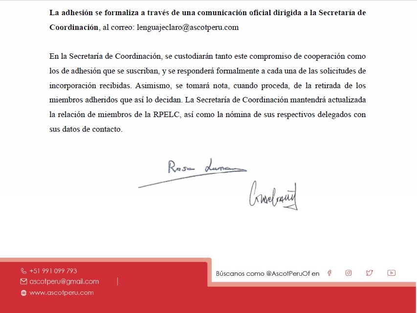 Ascot Perú (@ascotperuof) on Twitter photo En la #AscotPerú celebramos y agradecemos la adhesión del Instituto de Terminología (#TermPalma) de la <a href="/urpalma/">Universidad Ricardo Palma</a> a la Red Peruana de Lenguaje Claro. Firman el compromiso su directora Rosa Luna y nuestra presidenta <a href="/Grace_Galvez/">Grace Gálvez</a>. #LenguajeClaro #RedPeruanaDeLenguajeClaro #URP En la #AscotPerú celebramos y agradecemos la adhesión del Instituto de Terminología (#TermPalma) de la <a href="/urpalma/">Universidad Ricardo Palma</a> a la Red Peruana de Lenguaje Claro. Firman el compromiso su directora Rosa Luna y nuestra presidenta <a href="/Grace_Galvez/">Grace Gálvez</a>. #LenguajeClaro #RedPeruanaDeLenguajeClaro #URP